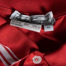 Pre Owned Salvatore Ferragamo Coral Stripe Polo T-Shirt XL