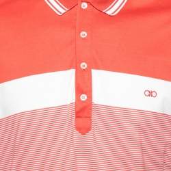 Pre Owned Salvatore Ferragamo Coral Stripe Polo T-Shirt XL
