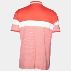 Pre Owned Salvatore Ferragamo Coral Stripe Polo T-Shirt XL