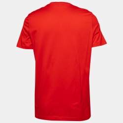 Pre Owned Salvatore Ferragamo Red Cotton Logo Embroidered Short Sleeve T-Shirt XL