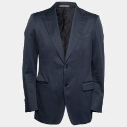 Salvatore Ferragamo Navy Blue Cotton Blazer S