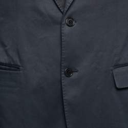 Salvatore Ferragamo Navy Blue Cotton Blazer S