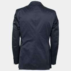 Salvatore Ferragamo Navy Blue Cotton Blazer S