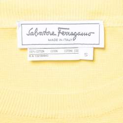 Salvatore Ferragamo Beige & Yellow Paneled Cotton Knit Jumper S