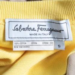 Salvatore Ferragamo Beige & Yellow Paneled Cotton Knit Jumper S