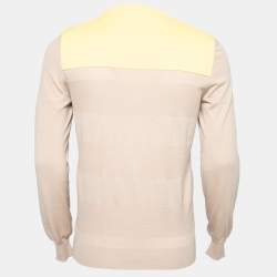 Salvatore Ferragamo Beige & Yellow Paneled Cotton Knit Jumper S