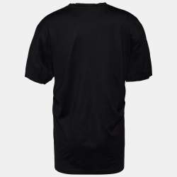 Pre Owned Salvatore Ferragamo Black Cotton Gancini Embroidered T-Shirt L