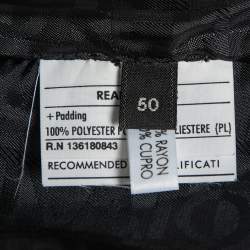 Pre Owned Salvatore Ferragamo Black Leather Ribbed Biker Jacket L 