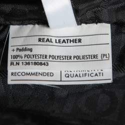 Pre Owned Salvatore Ferragamo Black Leather Ribbed Biker Jacket L 