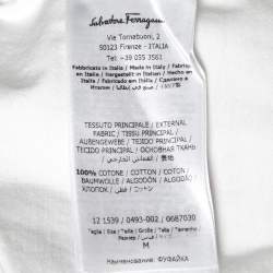 Pre Owned Salvatore Ferragamo White Cotton Logo Printed T-Shirt M