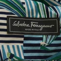 Pre Owned Salvatore Ferragamo Blue Sailboat Print Cotton Derby Fit Shirt S