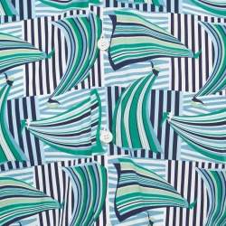 Pre Owned Salvatore Ferragamo Blue Sailboat Print Cotton Derby Fit Shirt S