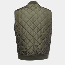Salvatore Ferragamo Green Quilted Synthetic Sleeveless Jacket L