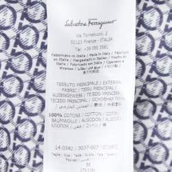 Salvatore Ferragamo Navy Blue Geometric Printed Cotton Shirt M