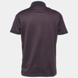Salvatore Ferragamo Navy Blue Logo Patterned Cotton Polo T-Shirt L