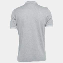 Pre Owned Salvatore Ferragamo Grey Cotton Pique Polo T-Shirt M