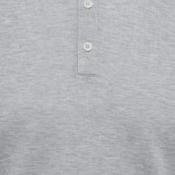 Pre Owned Salvatore Ferragamo Grey Cotton Pique Polo T-Shirt M