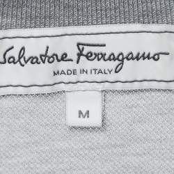 Pre Owned Salvatore Ferragamo Grey Cotton Pique Polo T-Shirt M