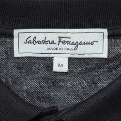 Pre Owned Salvatore Ferragamo Charcoal Grey Cotton Pique Polo T-Shirt M