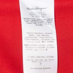 Pre Owned Salvatore Ferragamo Red Cotton Zip Detail Polo T-shirt M