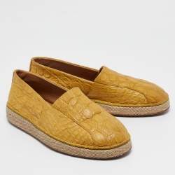 Salvatore Ferragamo Yellow Crocodile Lampedusa Espadrilles Size 41