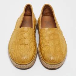 Salvatore Ferragamo Yellow Crocodile Lampedusa Espadrilles Size 41