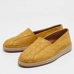 Salvatore Ferragamo Yellow Crocodile Lampedusa Espadrilles Size 41