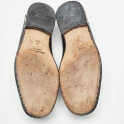 Pre Owned Salvatore Ferragamo Black Leather Gancini Loafers Size 41