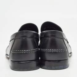 Pre Owned Salvatore Ferragamo Black Leather Gancini Loafers Size 41