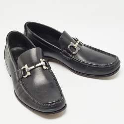 Pre Owned Salvatore Ferragamo Black Leather Gancini Loafers Size 41