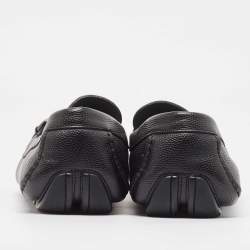 Pre Owned Salvatore Ferragamo Black Leather Gancini Slip On Loafers Size 44.5