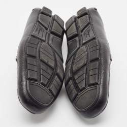 Pre Owned Salvatore Ferragamo Black Leather Gancini Slip On Loafers Size 44.5