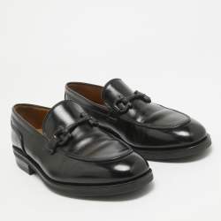 Salvatore Ferragamo Black Leather Gancini Bit Loafers Size 42