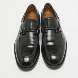 Salvatore Ferragamo Black Leather Gancini Bit Loafers Size 42