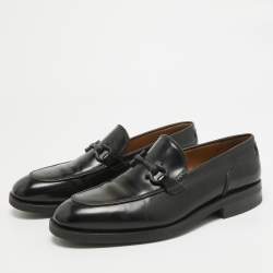 Salvatore Ferragamo Black Leather Gancini Bit Loafers Size 42