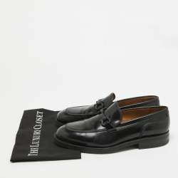 Salvatore Ferragamo Black Leather Gancini Bit Loafers Size 42