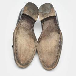 Pre Owned Salvatore Ferragamo Black Leather Tassel Fringe Loafers Size 42