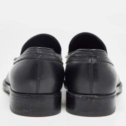 Pre Owned Salvatore Ferragamo Black Leather Tassel Fringe Loafers Size 42