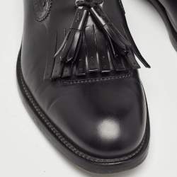 Pre Owned Salvatore Ferragamo Black Leather Tassel Fringe Loafers Size 42