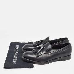 Pre Owned Salvatore Ferragamo Black Leather Tassel Fringe Loafers Size 42