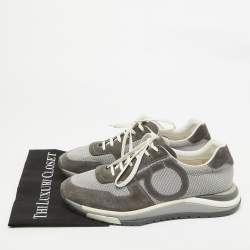 Salvatore Ferragamo Grey Suede and Canvas Brooklyn 2 Sneakers Size 44