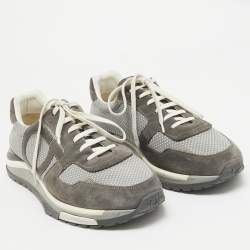 Salvatore Ferragamo Grey Suede and Canvas Brooklyn 2 Sneakers Size 44