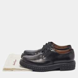 Pre Owned Salvatore Ferragamo Black Leather Lace Up Derby Size 41
