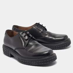 Pre Owned Salvatore Ferragamo Black Leather Lace Up Derby Size 41