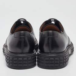 Pre Owned Salvatore Ferragamo Black Leather Lace Up Derby Size 41