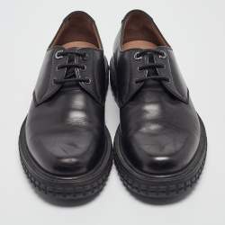 Pre Owned Salvatore Ferragamo Black Leather Lace Up Derby Size 41