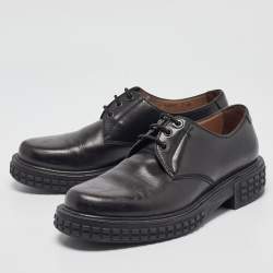 Pre Owned Salvatore Ferragamo Black Leather Lace Up Derby Size 41