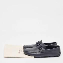 مملوكة مسبقًا Salvatore Ferragamo Navy Blue Leather Slip On Loafers Size 42