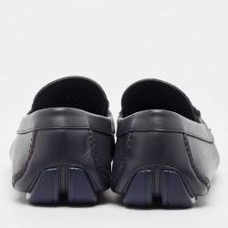 مملوكة مسبقًا Salvatore Ferragamo Navy Blue Leather Slip On Loafers Size 42