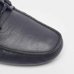 مملوكة مسبقًا Salvatore Ferragamo Navy Blue Leather Slip On Loafers Size 42